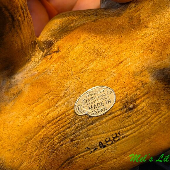 Vintage MCM Bull Figurine Planter Japan Matte Glaze Glossy Horns Napcoware - Picture 3 of 5